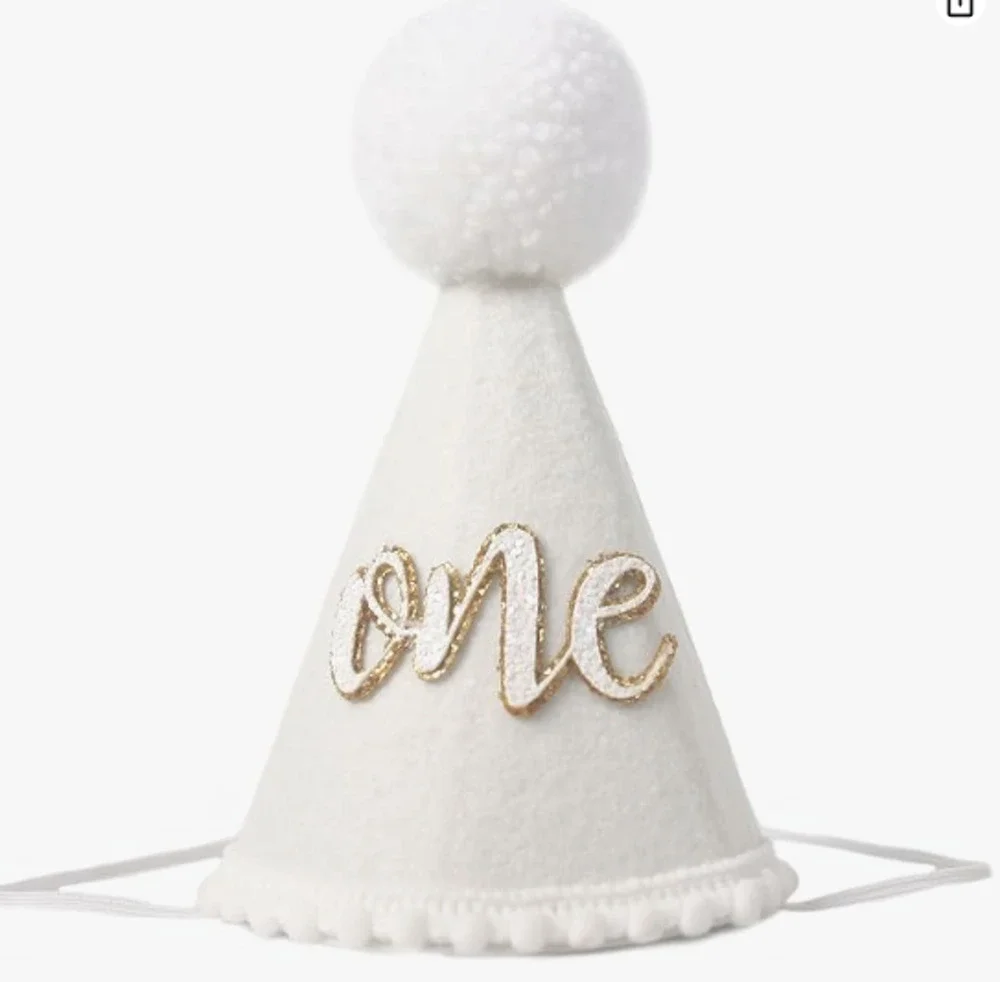 Natural Boho 1/2 Birthday Hat Photo Prop Cake Smash NIP bling